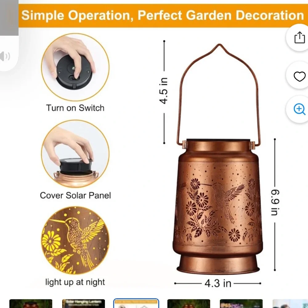 Solar Lanterns Outdoor Copper Lantern